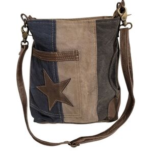 Myra Bag The Pocket Star Canvas Leather Crossbody Bag Boho Hippie Errands